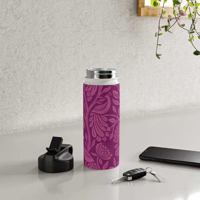 Peacock Dreams - berry Water Bottle Gallery Image 4