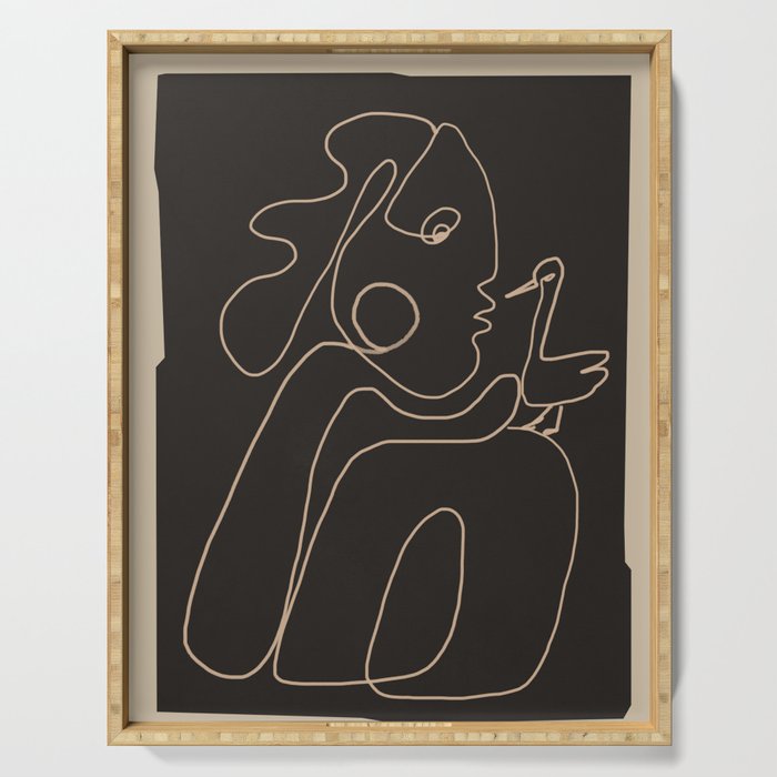 Gentle Abstract Line 1 Serving Tray Gallery Image 1