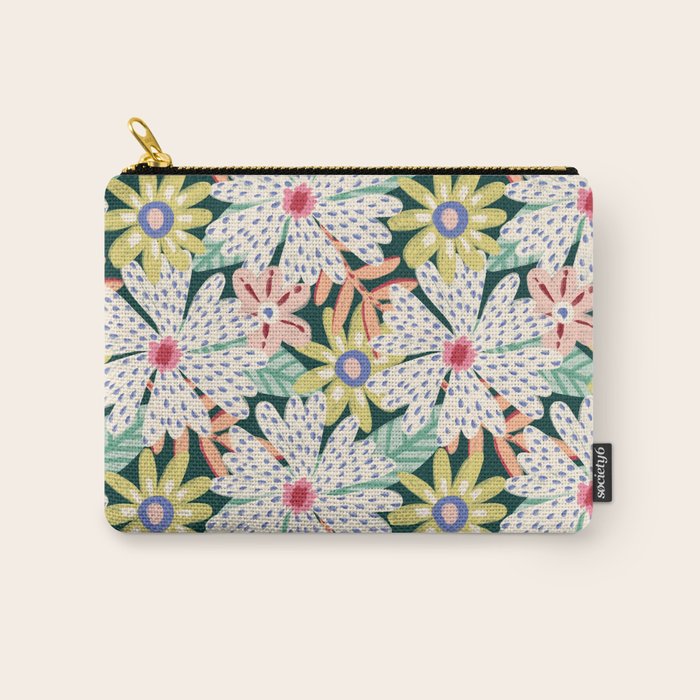Summer Bloom - Dark Green Background  Carry All Pouch Gallery Image 1