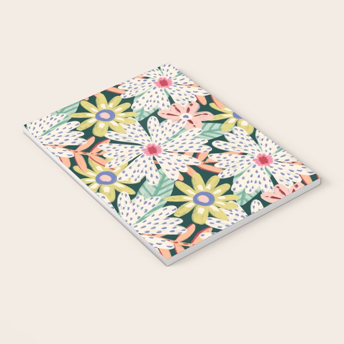 Summer Bloom - Dark Green Background  Notebook Gallery Image 3