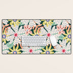 Summer Bloom - Dark Green Background  Desk Mat Gallery Image 1