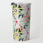 Summer Bloom - Dark Green Background  Travel Mug Gallery Image 3