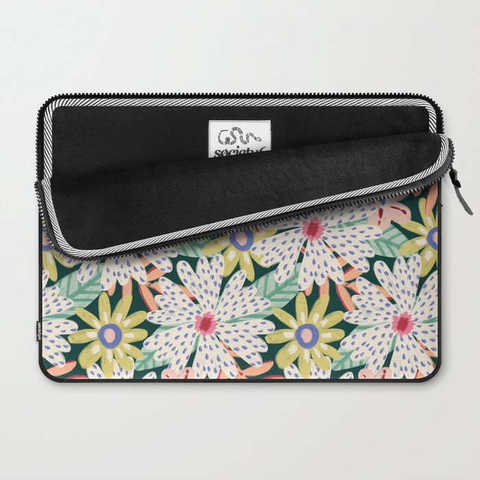 Summer Bloom - Dark Green Background  Laptop Sleeve Gallery Image 2
