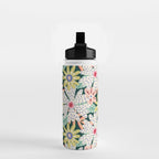 Summer Bloom - Dark Green Background  Water Bottle Gallery Image 2