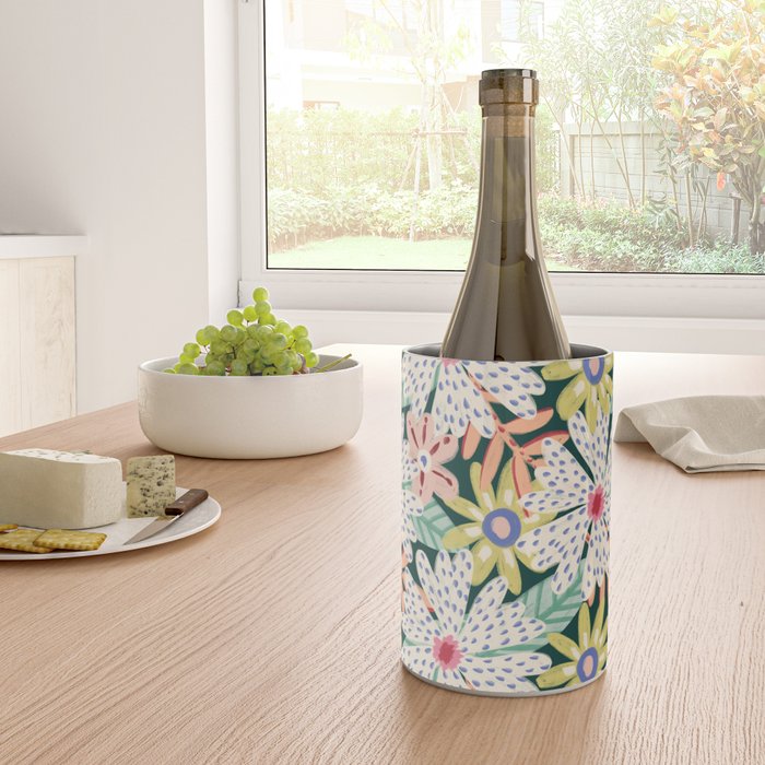 Summer Bloom - Dark Green Background  Wine Chiller Gallery Image 4