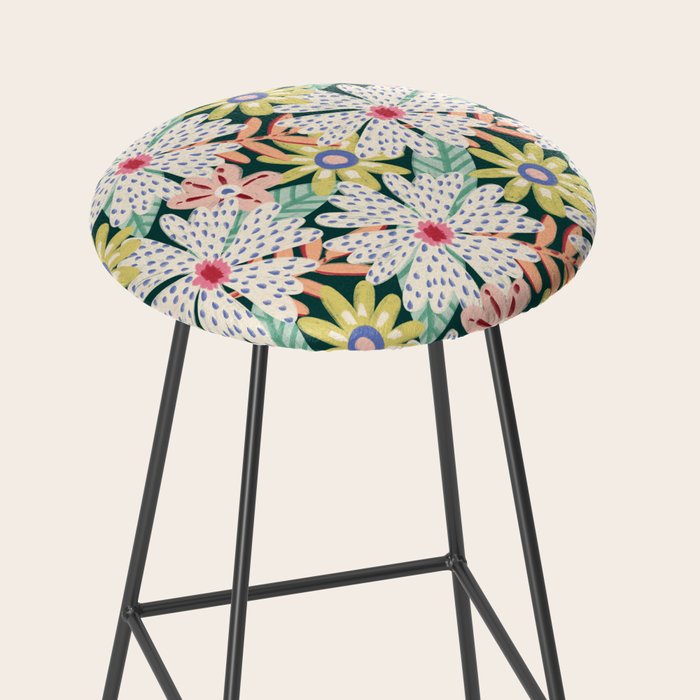 Summer Bloom - Dark Green Background  Stool Gallery Image 2