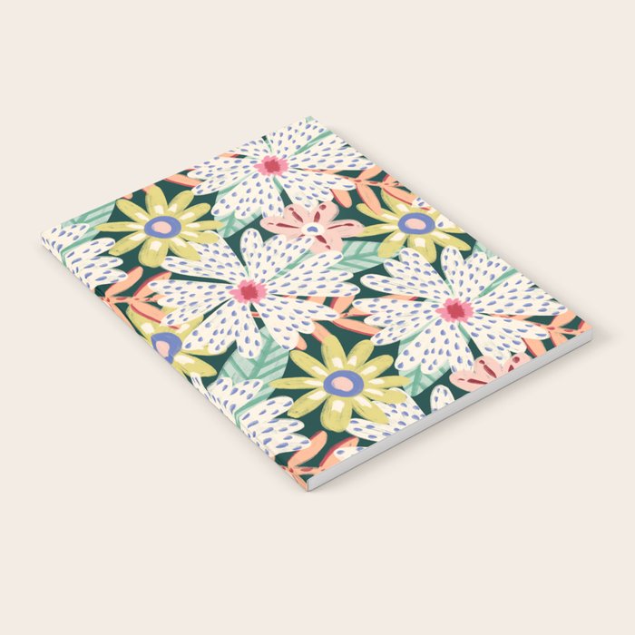 Summer Bloom - Dark Green Background  Notebook Gallery Image 1