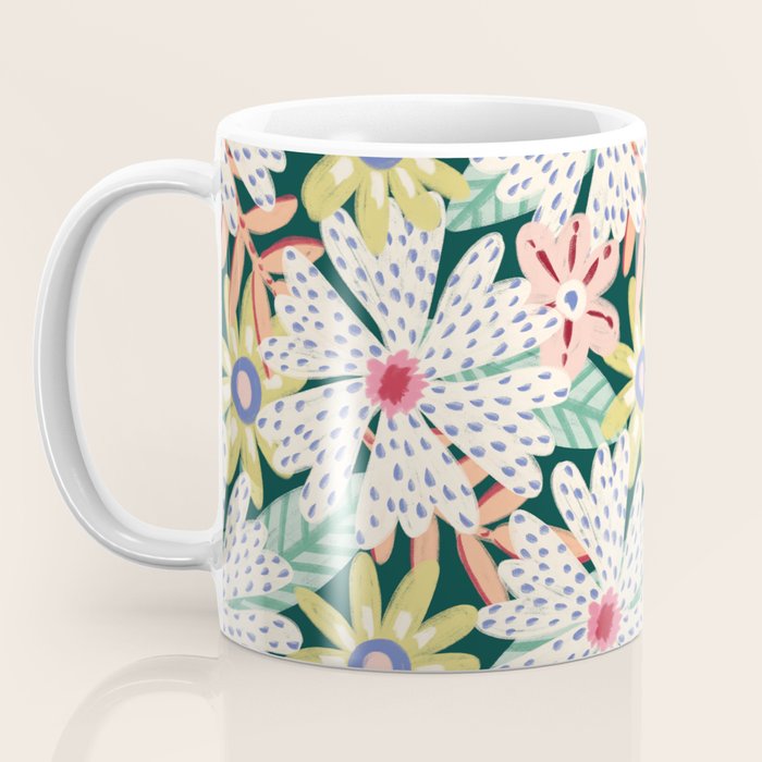 Summer Bloom - Dark Green Background  Coffee Mug Gallery Image 3