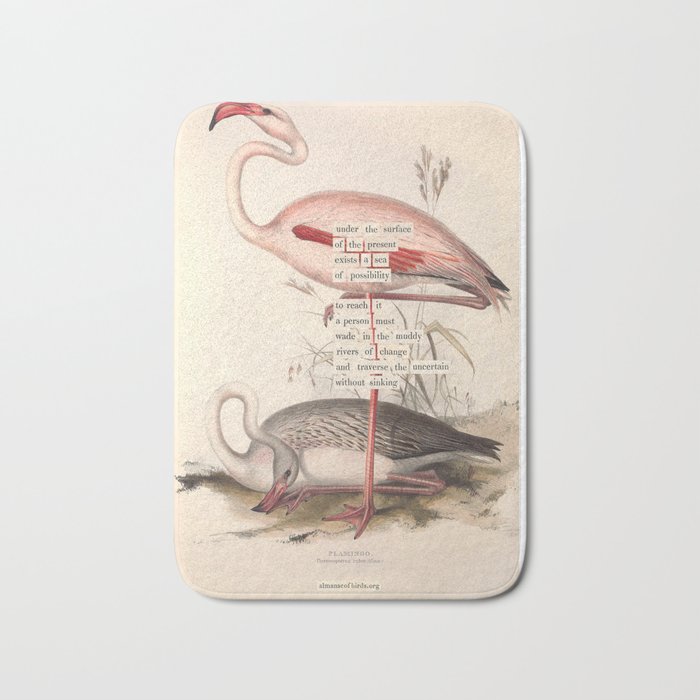 Bird Divinations: Flamingo (about: almanacofbirds.org) Bath Mat Gallery Image 1
