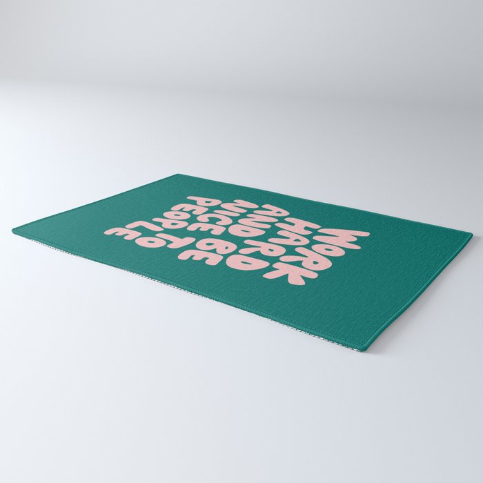 Work Hard and Be Nice to People in Green and Peach Pink Rug Gallery Image 3