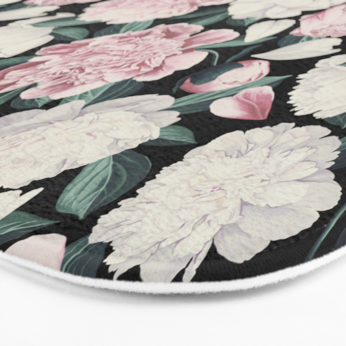 Chic Peonies on Black Bath Mat Gallery Image 3