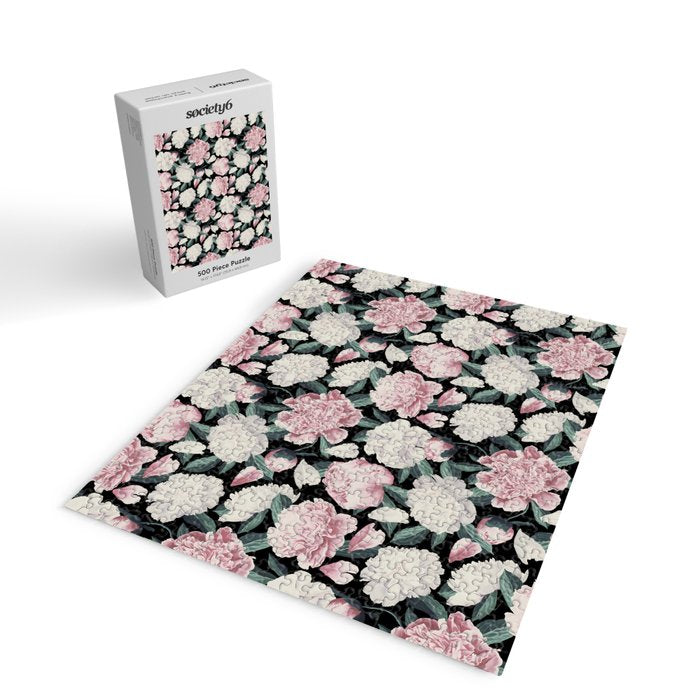 Chic Peonies on Black Jigsaw Puzzle Gallery Image 2