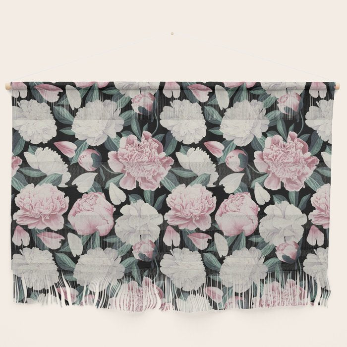 Chic Peonies on Black Wall Hanging Gallery Image 1