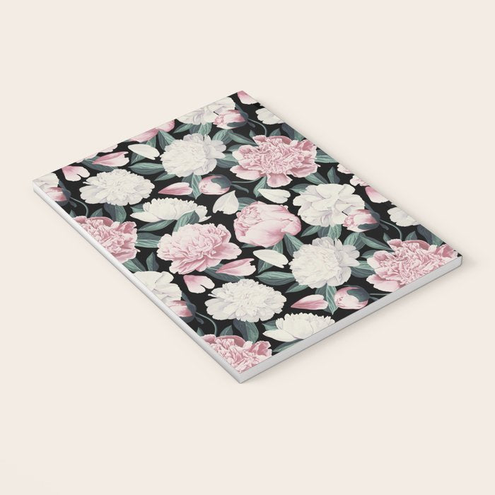 Chic Peonies on Black Notebook Gallery Image 3