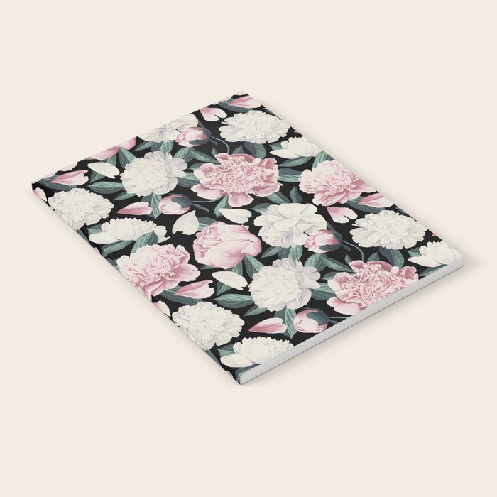 Chic Peonies on Black Notebook Gallery Image 1
