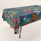 Vintage & Shabby Chic - Blue Midnight Spring Botancial Flower Garden Tablecloth Gallery Image 1