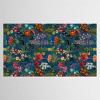 Vintage & Shabby Chic - Blue Midnight Spring Botancial Flower Garden Tablecloth Gallery Image 2