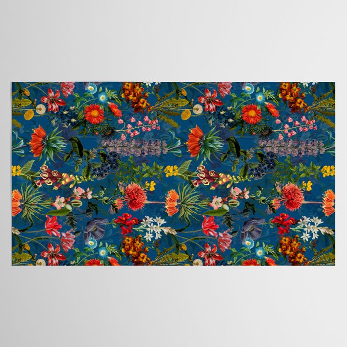Vintage & Shabby Chic - Blue Midnight Spring Botancial Flower Garden Tablecloth Gallery Image 2