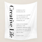 Creative Life. Quote by Elizabeth Gilbert Wall Tapestry Gallery Image 4