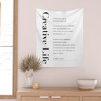 Creative Life. Quote by Elizabeth Gilbert Wall Tapestry Gallery Image 2