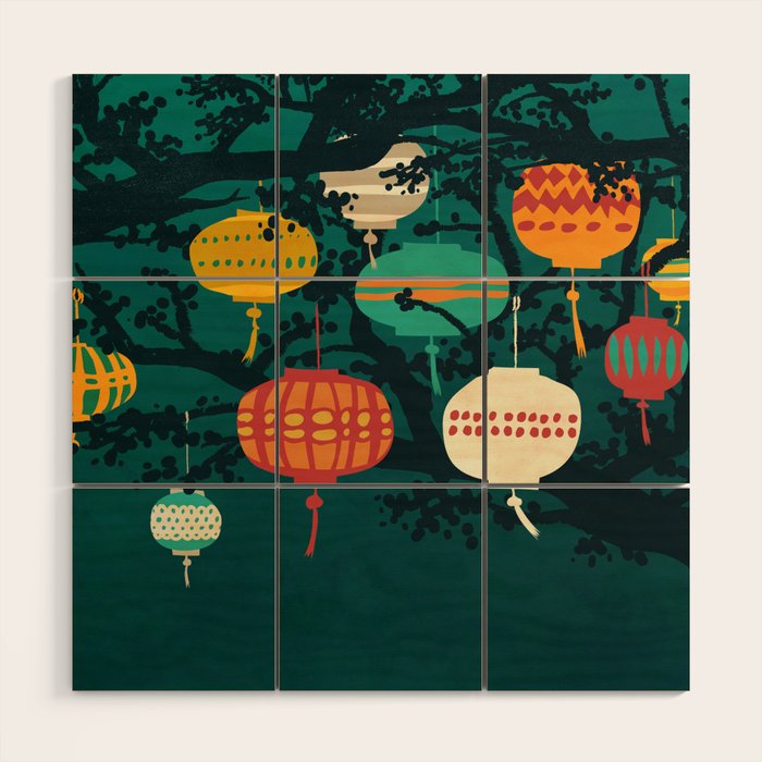 Lanterns Wood Wall Art Gallery Image 1
