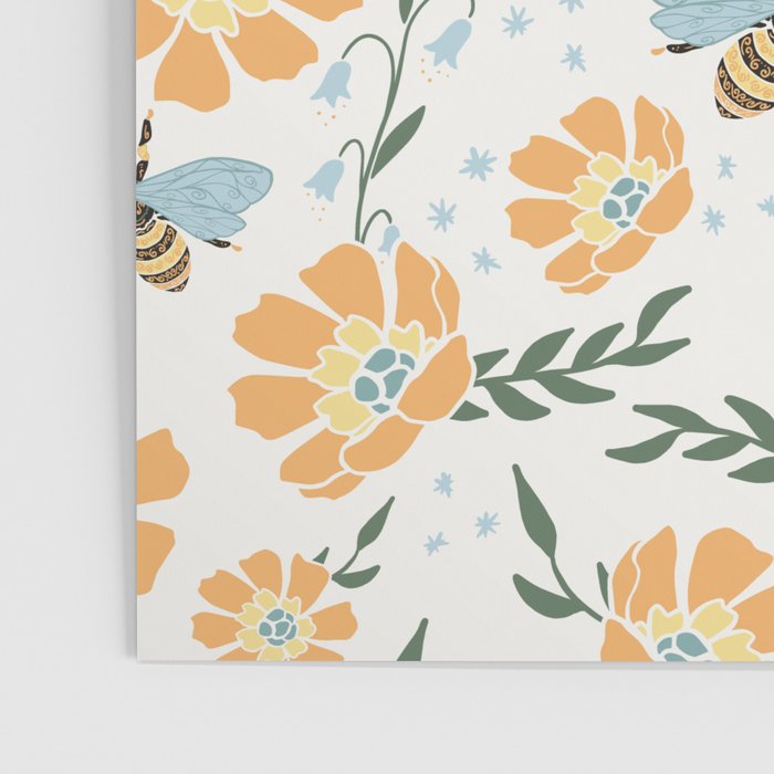 Honey Bees and Orange Flowers Poster Gallery Image 3