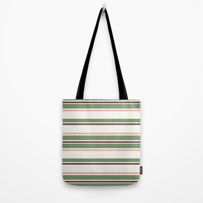 Daybed Stripe Ivory Green Multi Tote Bag Gallery Image 2