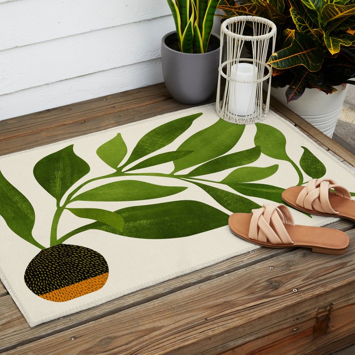 The Wanderer - House Plant Illustration Outdoor Rug Gallery Image 2