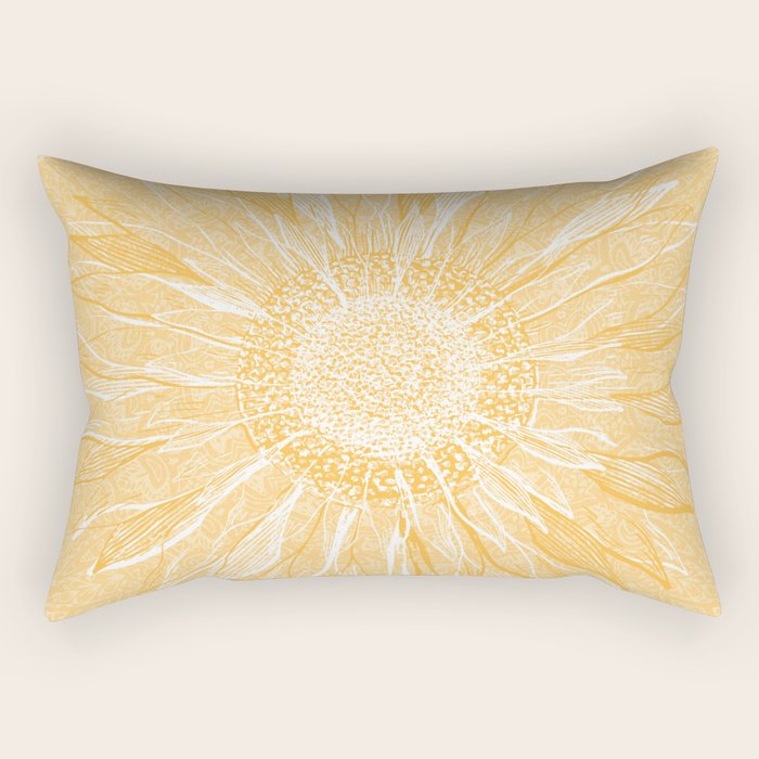 Mandala, Sunflower Prints, Yellow Rectangular Pillow Gallery Image 1