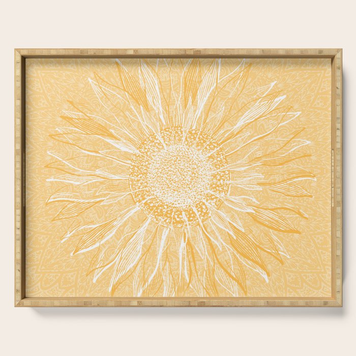 Mandala, Sunflower Prints, Yellow Serving Tray Gallery Image 1