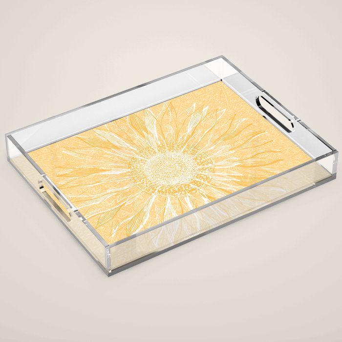 Mandala, Sunflower Prints, Yellow Acrylic Tray Gallery Image 1