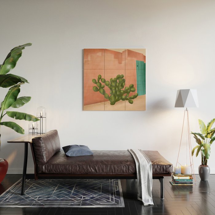 Strong Desert Cactus Wood Wall Art Gallery Image 2