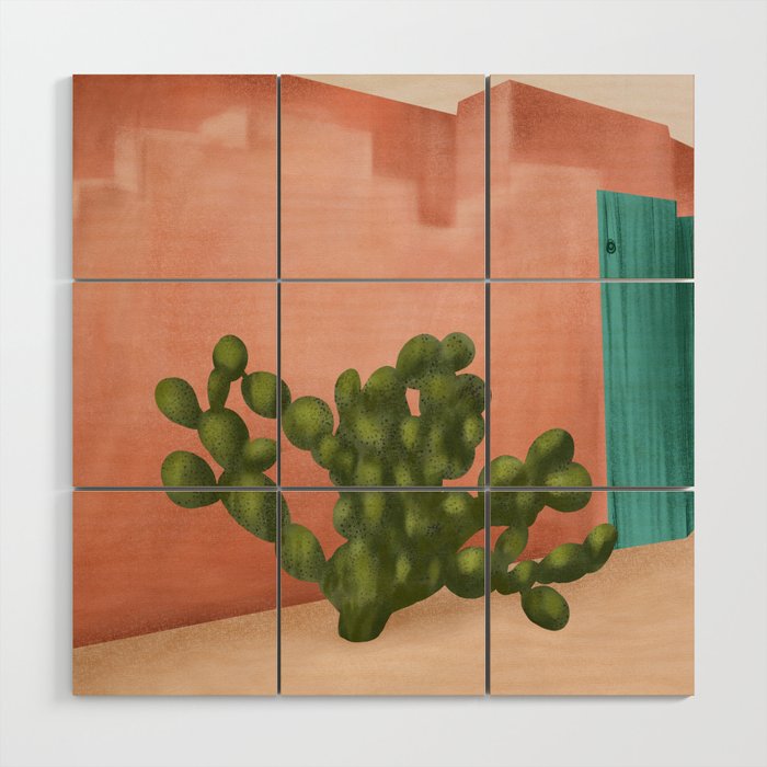 Strong Desert Cactus Wood Wall Art Gallery Image 1