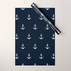 Dark Blue Anchor Pattern Wrapping Paper Gallery Image 1