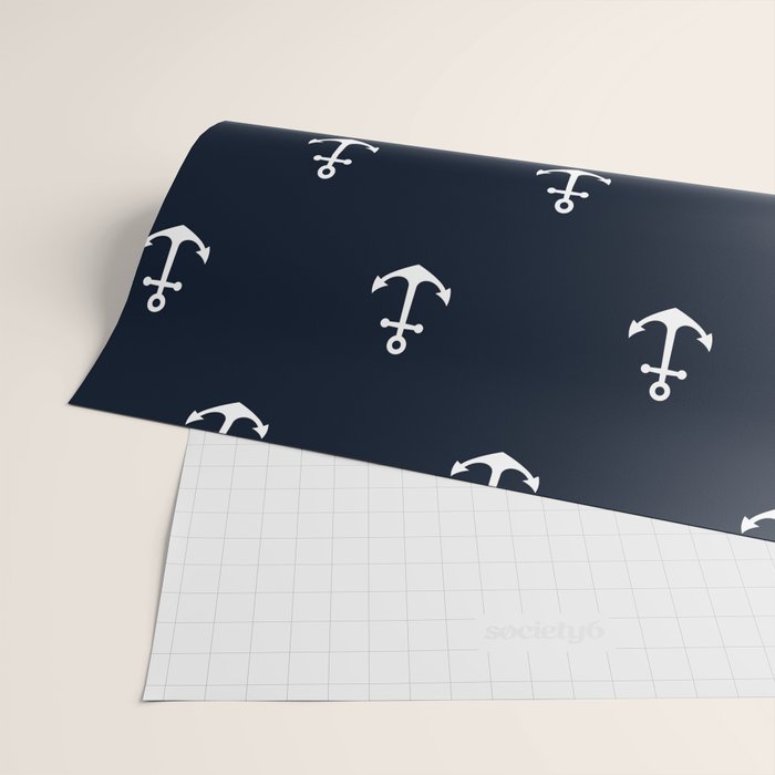 Dark Blue Anchor Pattern Wrapping Paper Gallery Image 2