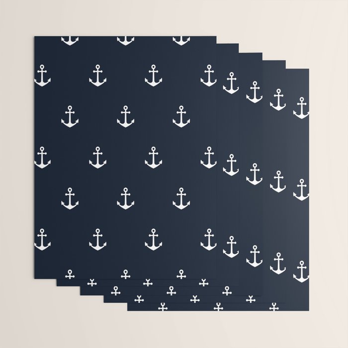 Dark Blue Anchor Pattern Wrapping Paper Gallery Image 3