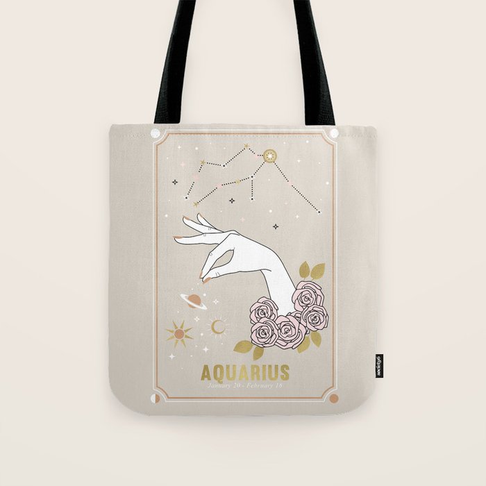 Aquarius Zodiac Sign Tote Bag Gallery Image 1