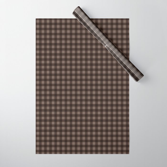Gingham Plaid Pattern - Earthy Brown Wrapping Paper Gallery Image 1