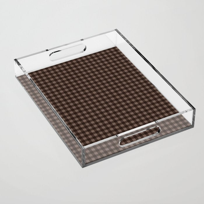 Gingham Plaid Pattern - Earthy Brown Acrylic Tray Gallery Image 1