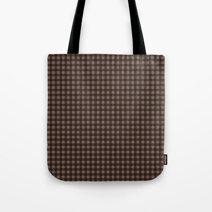 Gingham Plaid Pattern - Earthy Brown Tote Bag Gallery Image 1