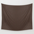 Gingham Plaid Pattern - Earthy Brown Wall Tapestry Gallery Image 4