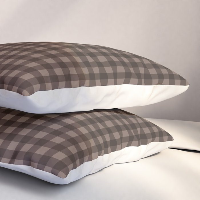 Gingham Plaid Pattern - Earthy Brown Pillow Sham Gallery Image 3