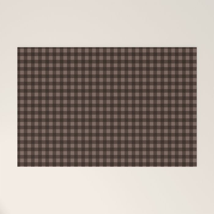 Gingham Plaid Pattern - Earthy Brown Welcome Mat Gallery Image 1
