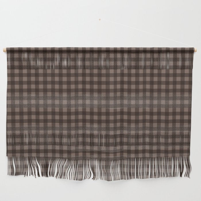 Gingham Plaid Pattern - Earthy Brown Wall Hanging Gallery Image 1