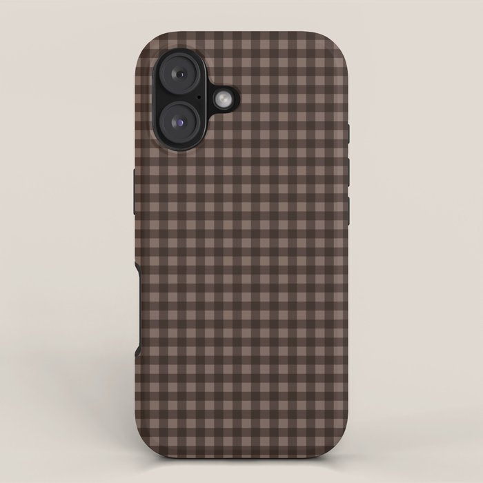 Gingham Plaid Pattern - Earthy Brown Iphone Case
