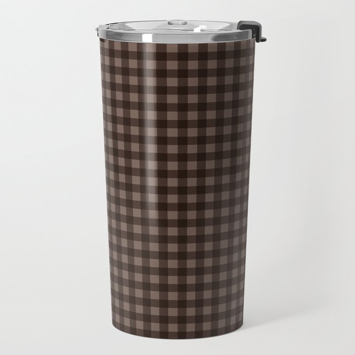 Gingham Plaid Pattern - Earthy Brown Travel Mug Gallery Image 2