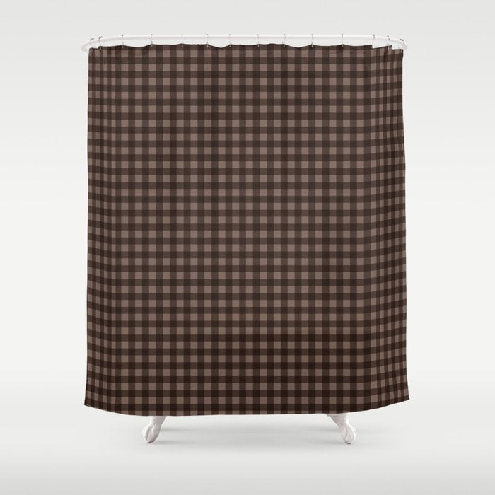 Gingham Plaid Pattern - Earthy Brown Shower Curtain Gallery Image 1