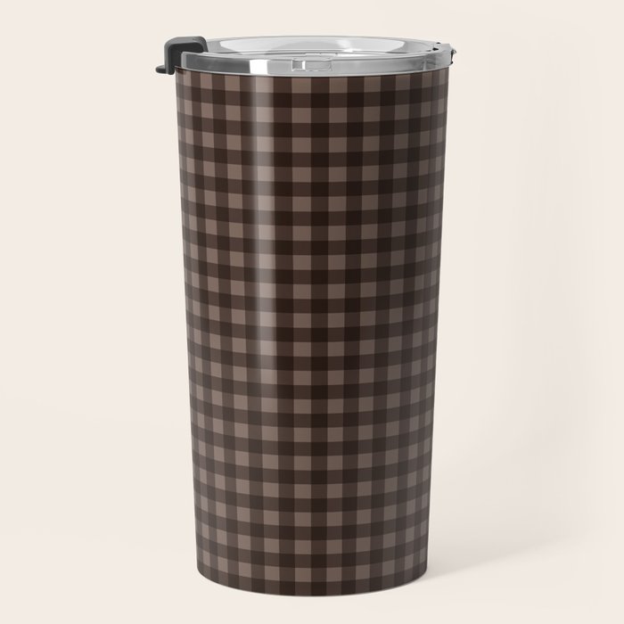 Gingham Plaid Pattern - Earthy Brown Travel Mug Gallery Image 3
