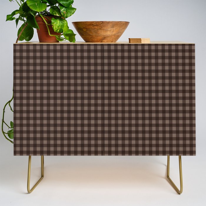Gingham Plaid Pattern - Earthy Brown Credenza Gallery Image 1
