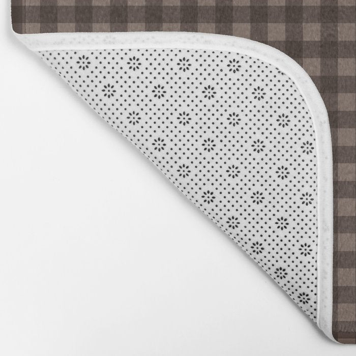 Gingham Plaid Pattern - Earthy Brown Bath Mat Gallery Image 2